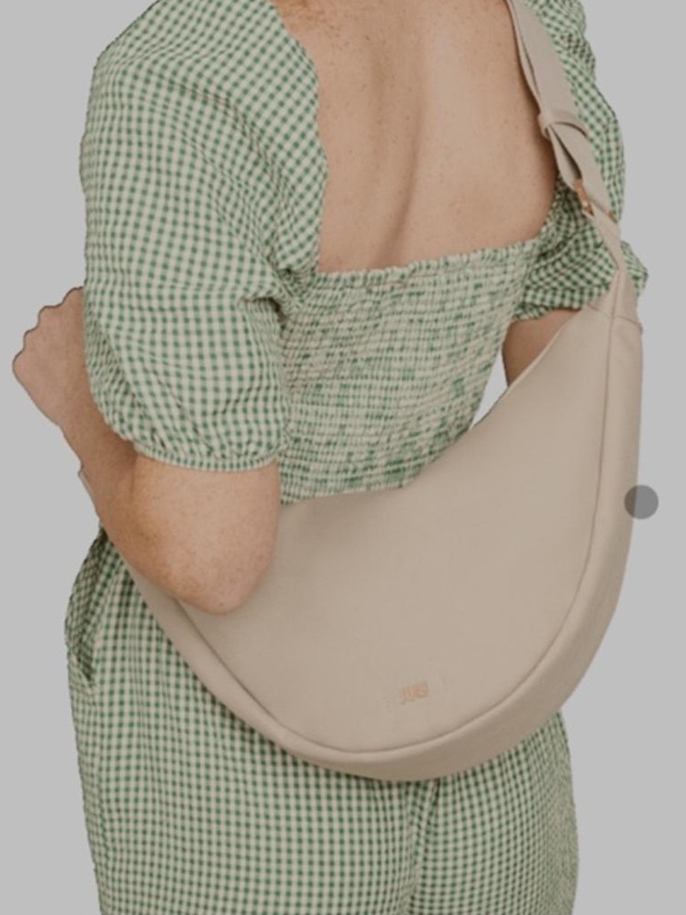 July Women's Crescent Half Moon Canvas Crossbody Shoulder Bag — Beige